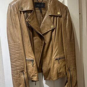 BCBGMaxAzria Camel Leather Biker Jacket